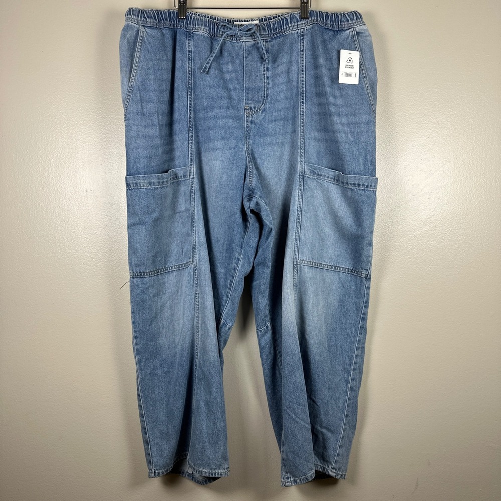 Lucky Brand Women's XL Cargo Jogger Pants Blue Denim Drawstring PB22